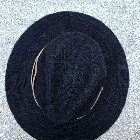 Women's Knit Sun Hat Fedora Women's Black Packable Travel Cap Cotton Blend - Picture 2 of 9